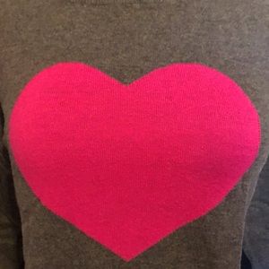 Graphic heart sweater. Heather gray. Pink heart. Size medium. Like new.